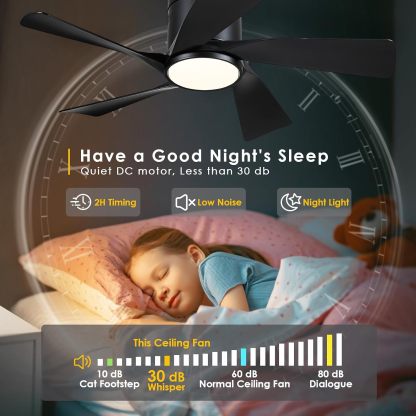 CHESUR - Ventiladores de techo negros con luces – Ventilador de techo de perfil bajo de montaje empotrado de 36 pulgadas con mando a distancia/aplicación, regulable y 3CCT, reversible, moderno