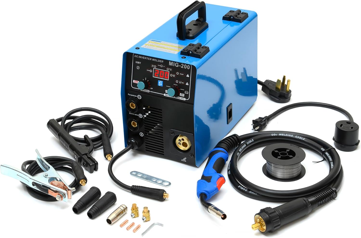 S7 Soldador MIG de 200 amperios, 110 V y 220 V 3 en 1 MIG & ARC & Lift TIG inversor gas/sin gas multiproceso de doble voltaje. máquina de soldadura