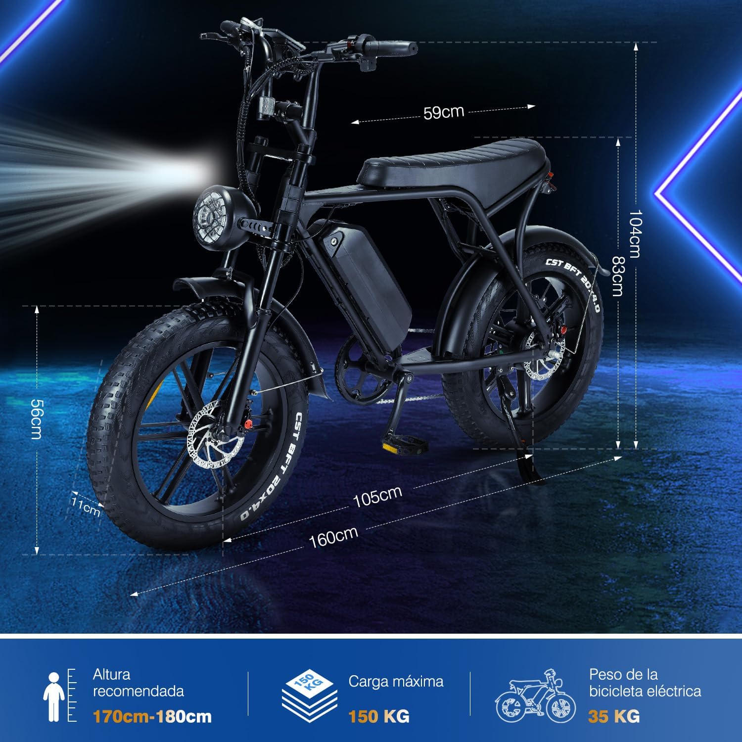 NOVANGUA Bicicleta Eléctrica para Adultos,750 W,48V 15Ah Batería Extraíble, Bicicleta Eléctrica de 65km Larga Distancia & 50KM/h,Shimano 7 Velocidades y Amortiguador Doble para Moto de Cross
