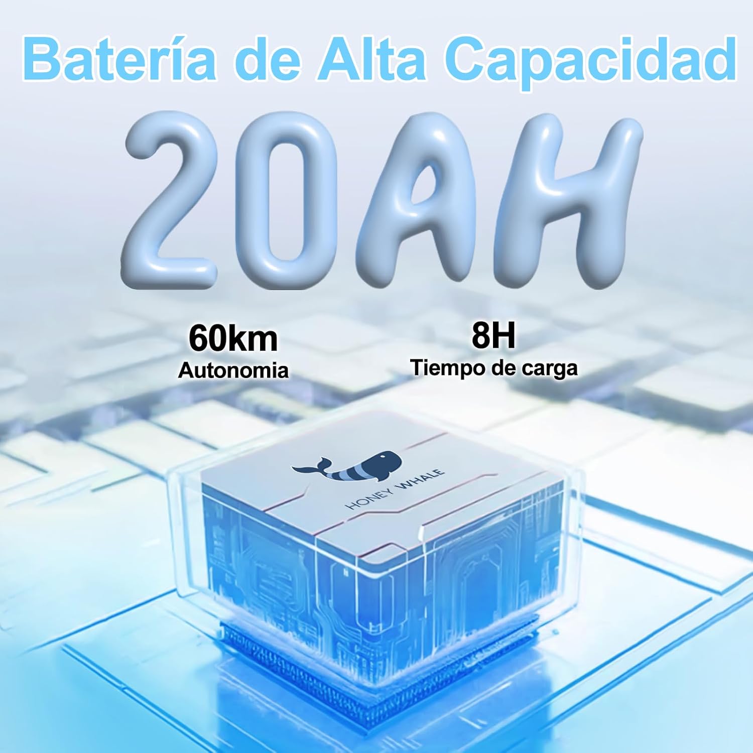 HONEYWHALE UNA Bicicleta Electrica para Adultos, Moto Electrica con Alarma, Potencia Motor MAX 800W, Velocidad MAX 45KM/H, Autonomía 60KM, Bateria 20AH de Gran Capacidad