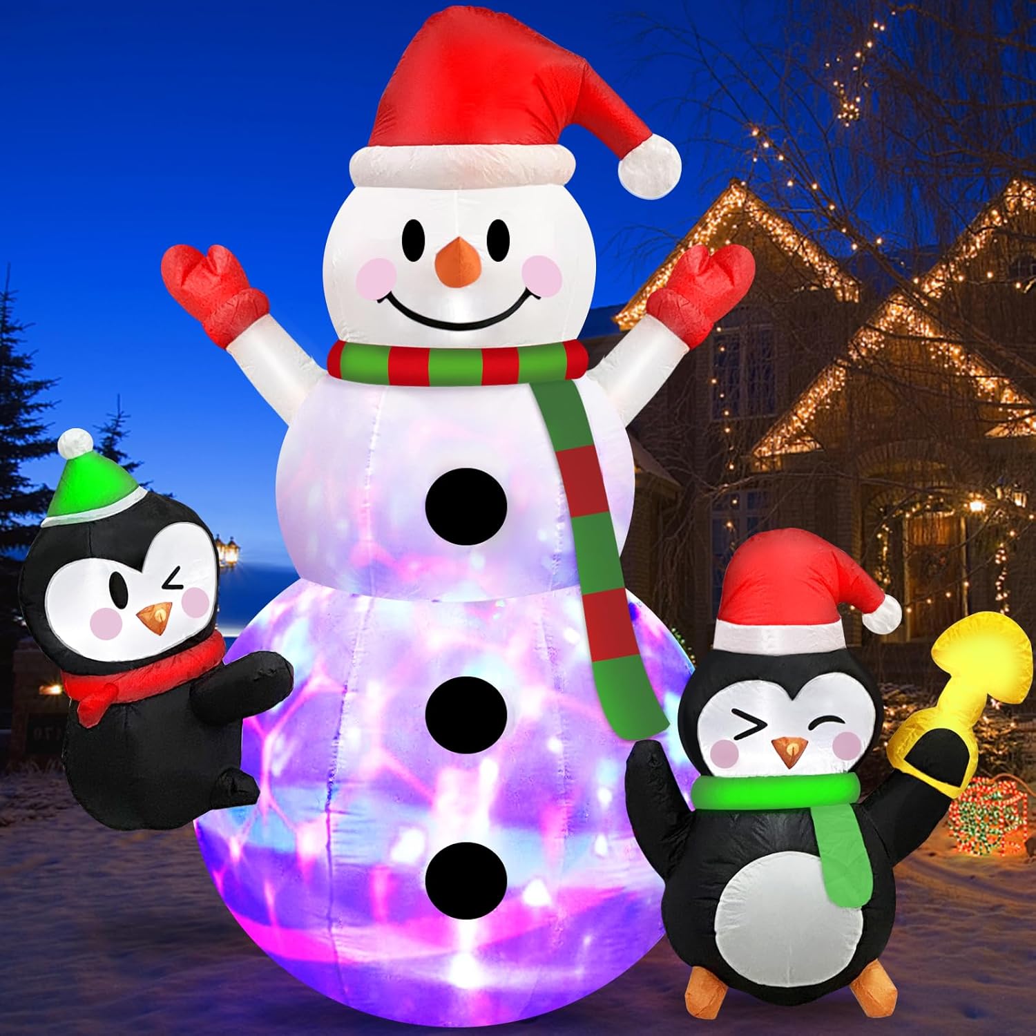 Danxilu 1.83M Arbol de Navidad Inflable con Papá Noel Perro Decoraciones al Aire Libre, Inflables Navidad Arbol Santa Claus para el Patio Inflables Navideños Decoración Iluminada con Leds