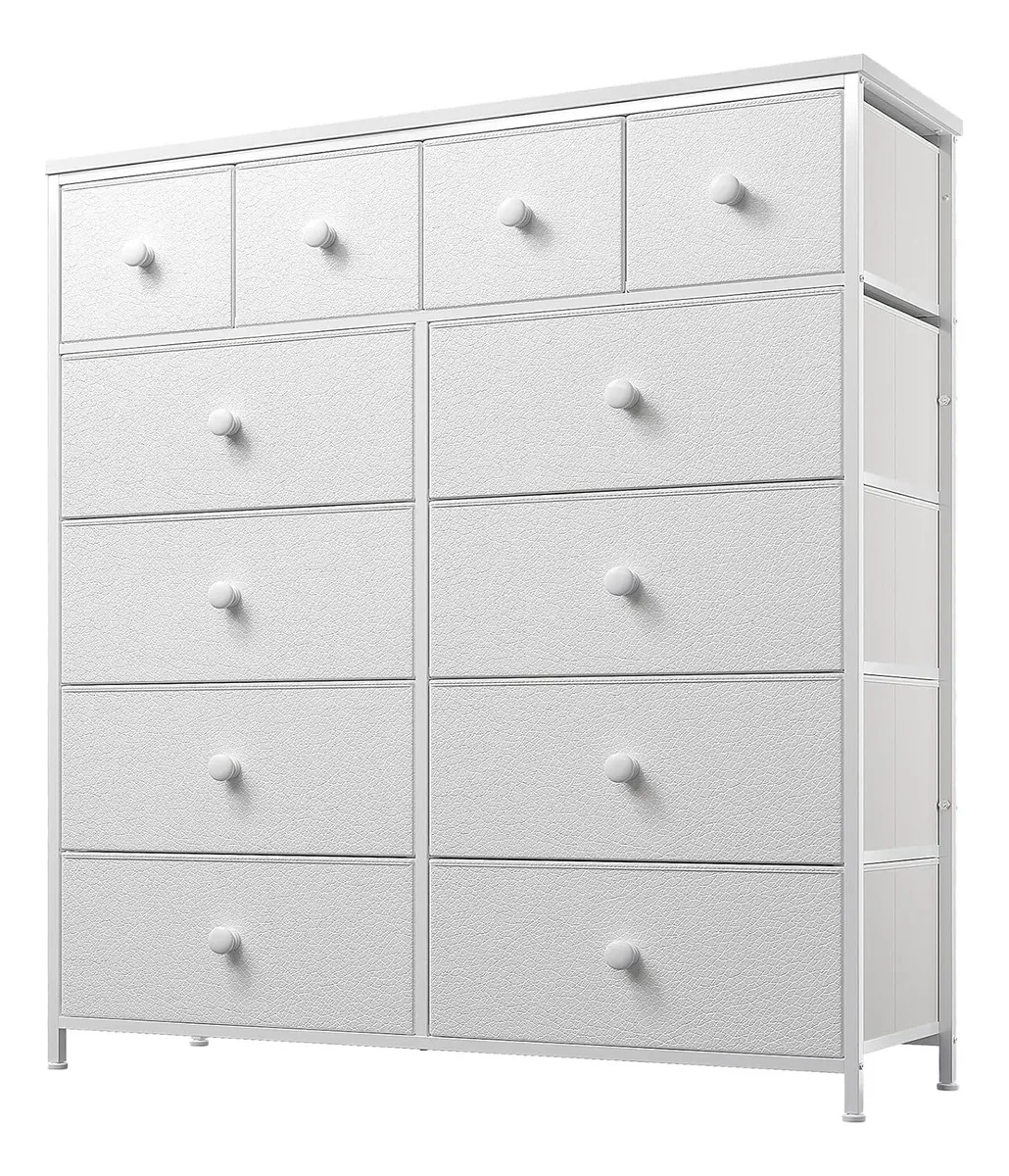 Comoda Cajonera Para Recamara 12 Cajones De Tela Color Blanco