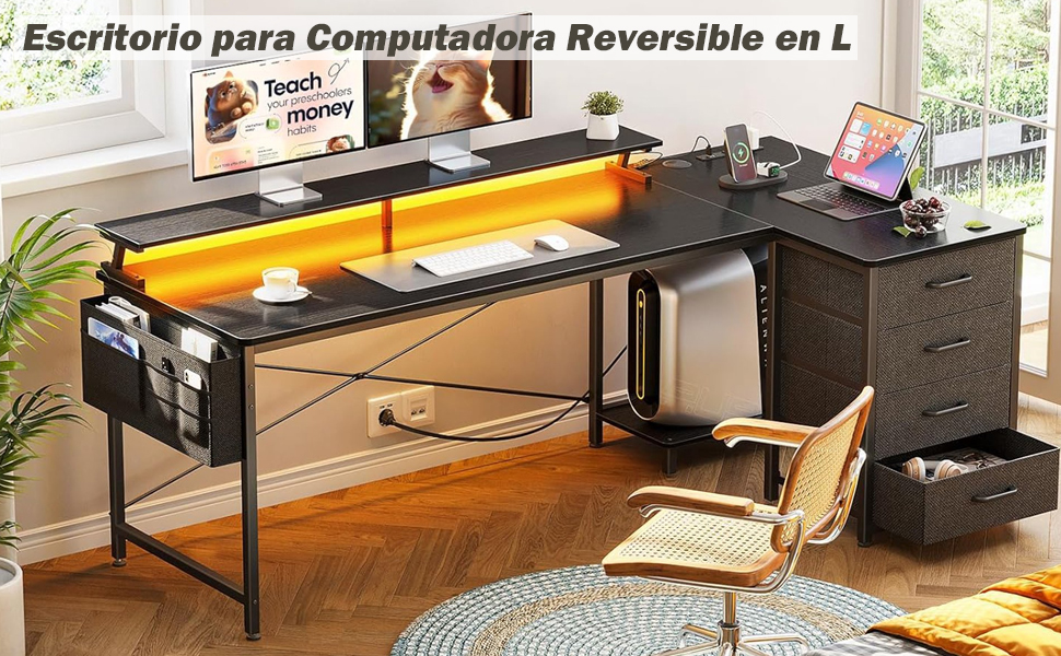 Escritorio para Computadora Reversible en L