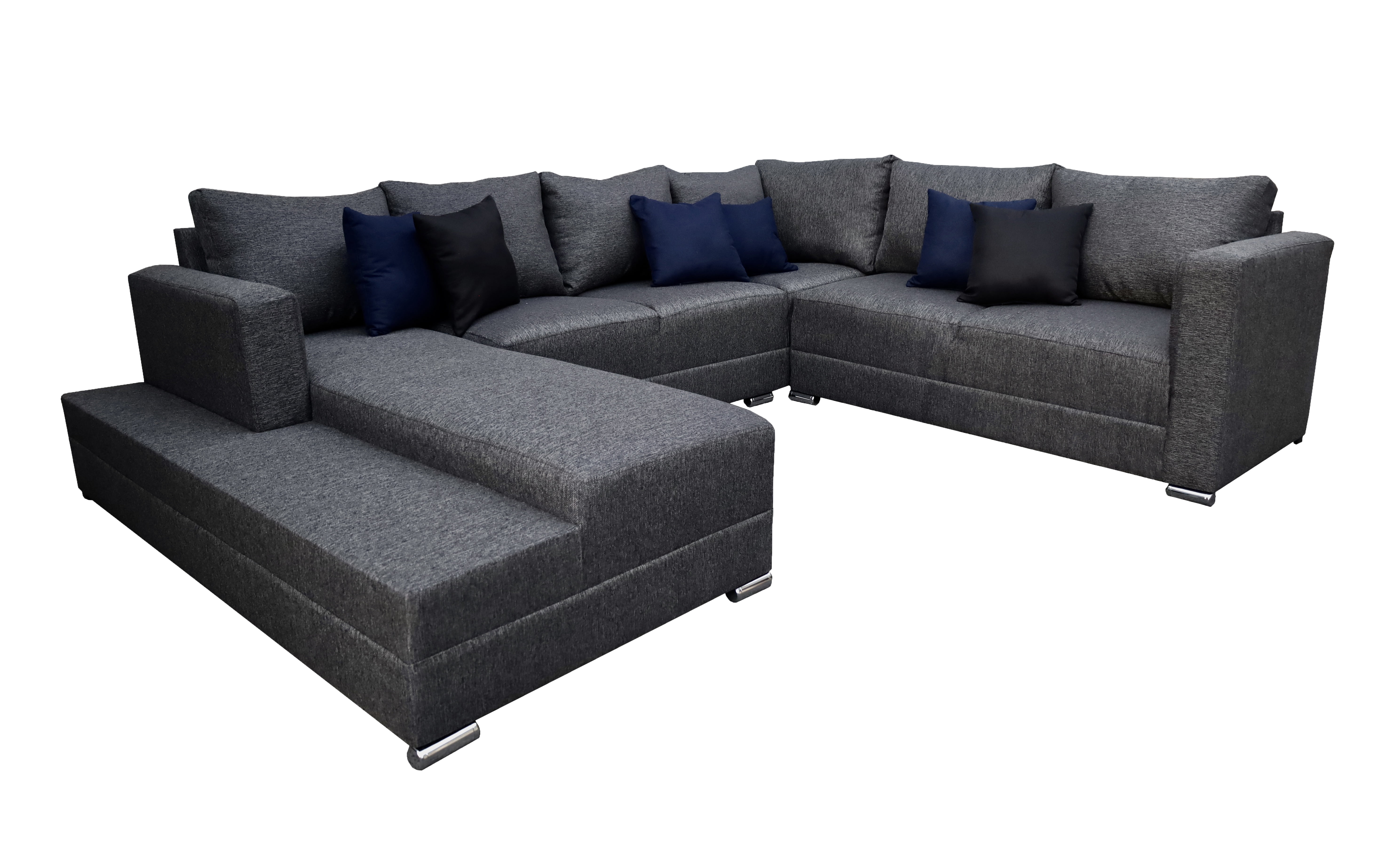 Sala esquinera en U El Bazar Store modelo Corbel gris oxford 4 salas en 1