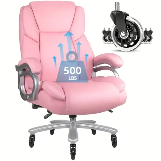 Silla de Oficina Ergonómica de Tamaño Grande 500lbs de Alta Resistencia - Asiento Ejecutivo de Respaldo Alto con Soporte Lumbar, Ruedas de Goma Silenciosas y Diseño Alto y Ancho para Alivio del Dolor de Espalda Baja