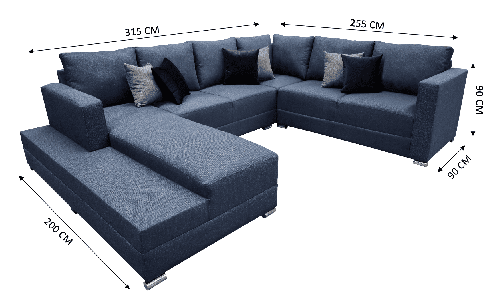 Sala esquinera en U El Bazar Store modelo Corbel gris oxford 4 salas en 1