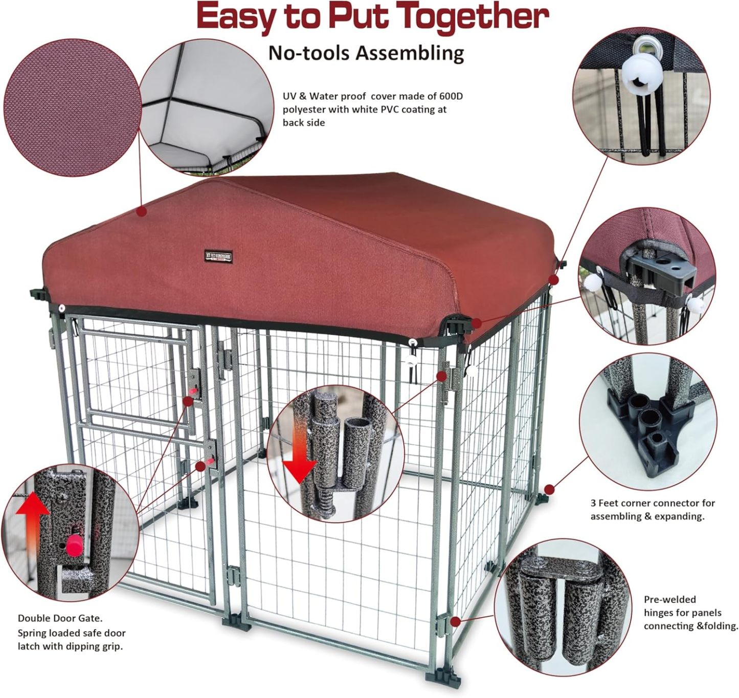 Neocraft My Pet Companion - Perrera para Perros con Cubierta de Techo (4.5 pies) – Resistente a la Intemperie/Cubierta/Resistente/Exterior/Invierno para Perros de tamaño Mediano, fácil de Montar