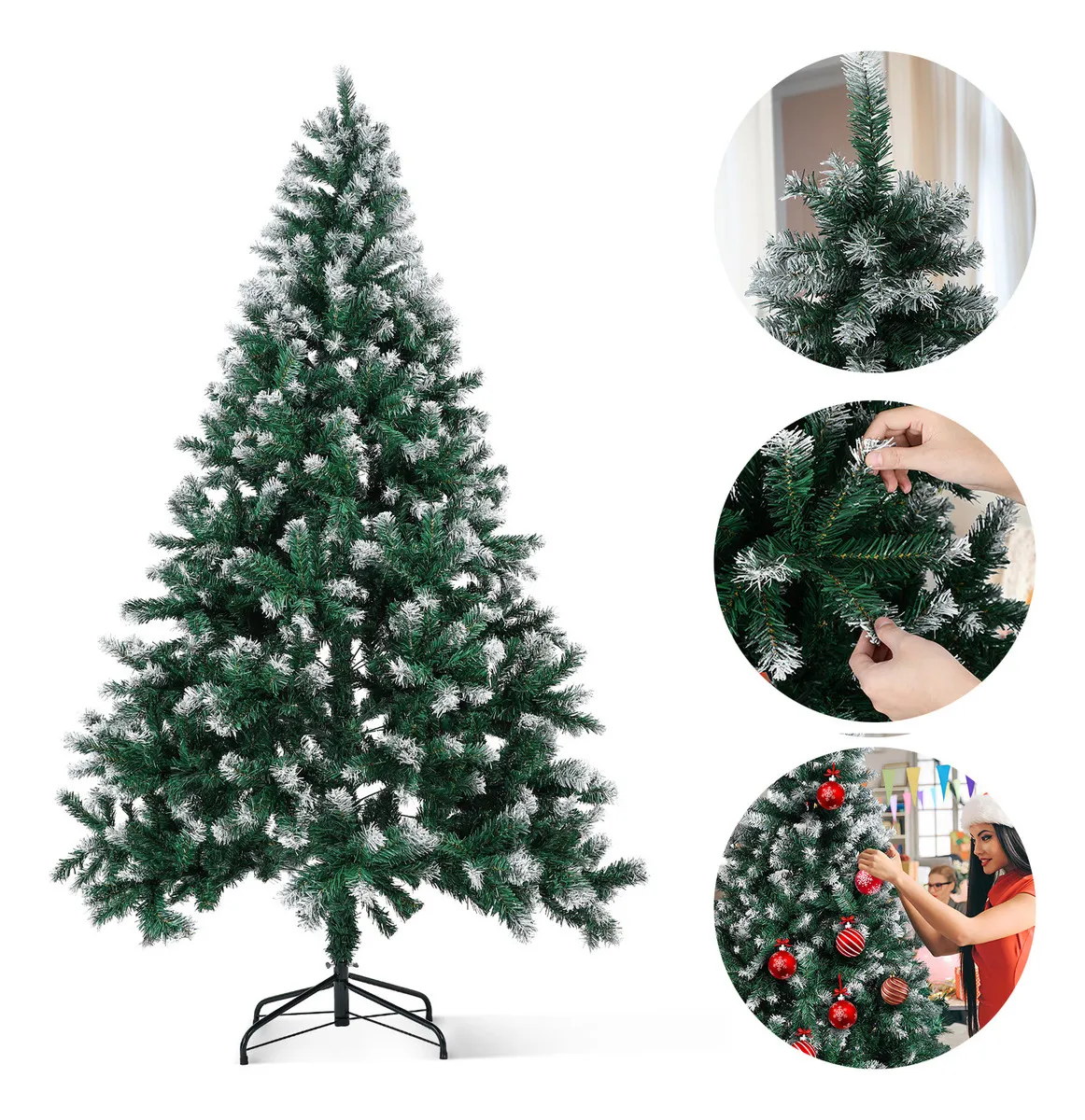 2.1m Árbol De Navidad Artificiali Pino Christmas, Decoración Arboles De Artificial Nevado Navidad Decorados, 1200 Ramas Frondoso
