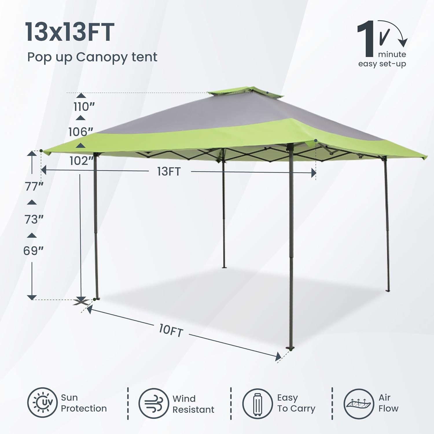 PHI VILLA - Toldo parasol con bloqueo UV de 4 x 4 m con kits de herramientas, pantalla de cenador para patio al aire libre, eventos de jardín, marrón-Clavijas de tierra para tienda de campaña al aire libre, clavijas para campamento con dosel
