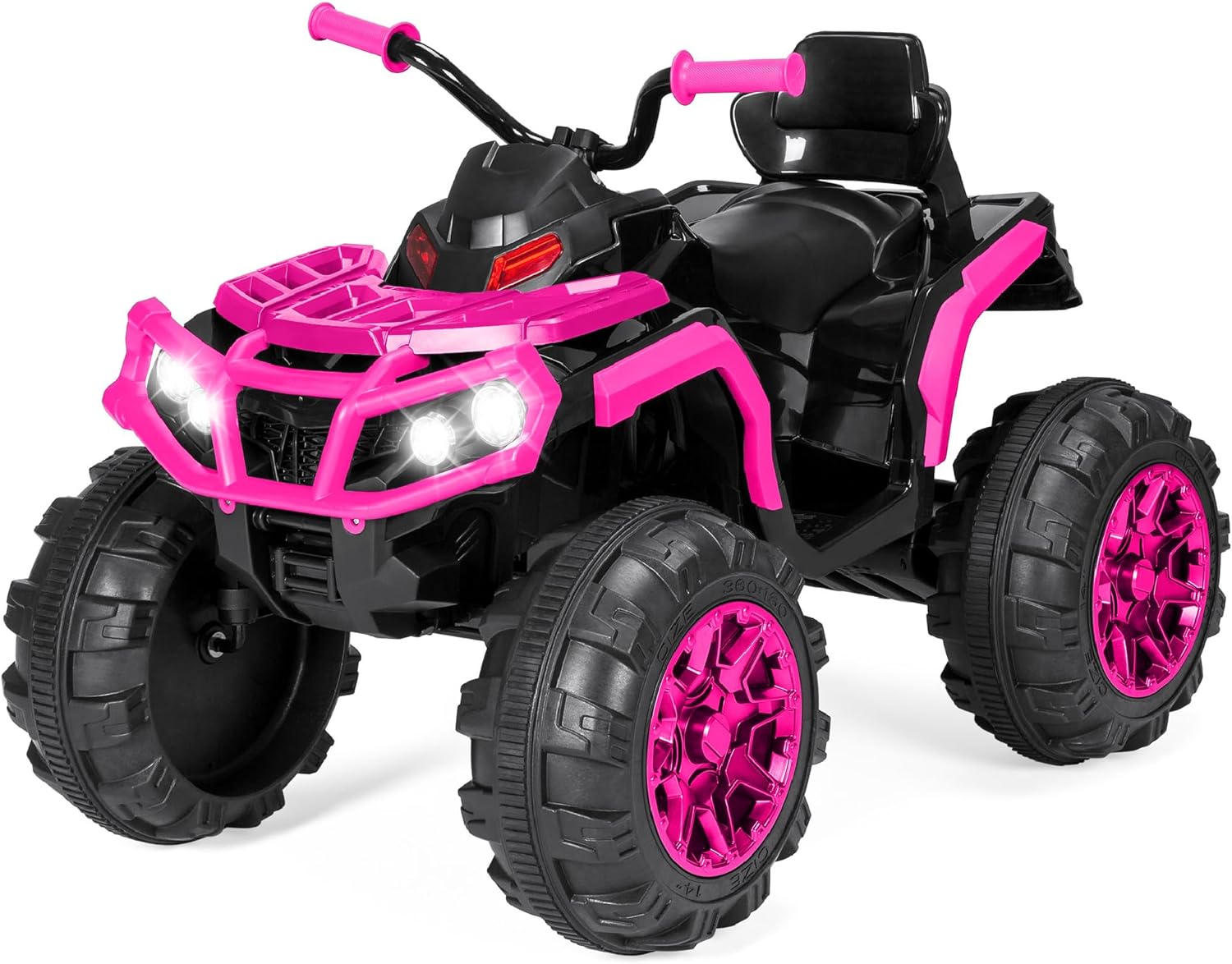 Best Choice Products 12V ATV eléctrico para niños de 4 ruedas con audio Bluetooth, velocidad máxima de 3.7 mph, neumáticos con banda de rodadura, faros LED, radio, color negro