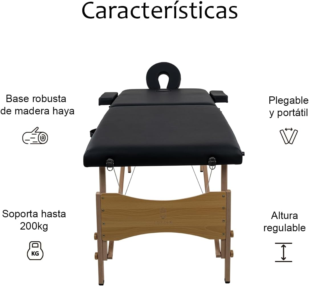 LUXZEN - Cama para Masajes Portatil Plegable Profesional con Estuche y Altura Ajustable Camilla Fisioterapia Ideal para Tatuar SPA Quiropraxia o Facial (Extra Grande 85cm Ancho) (Beige)