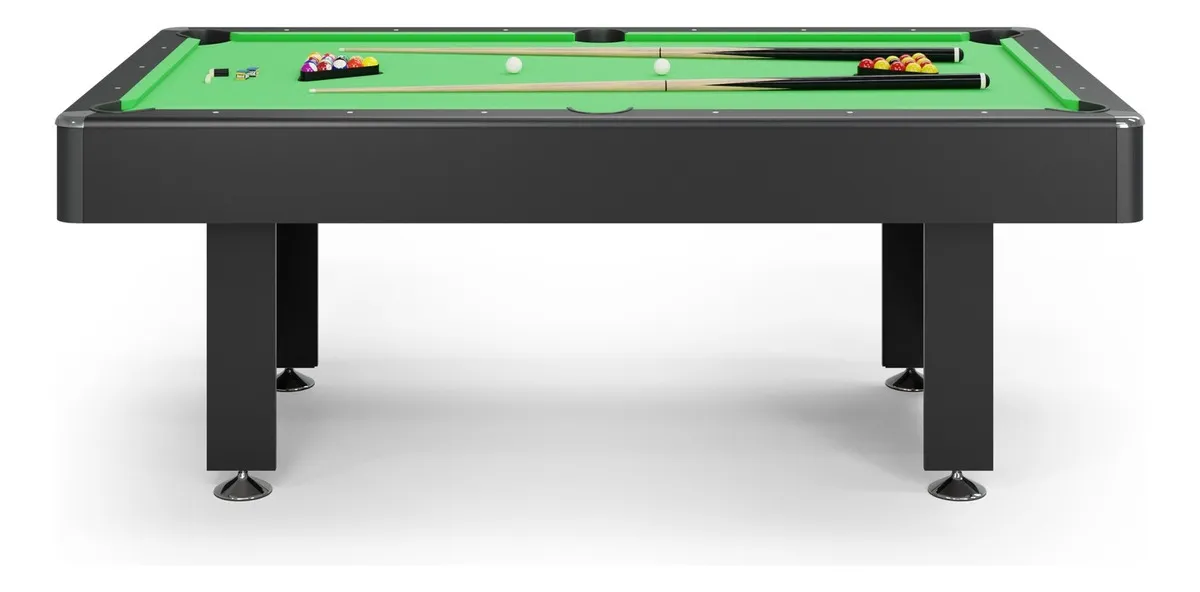 Mesa Billar Convertible Con Comedor Pool Americano De Lujo Paño Verde