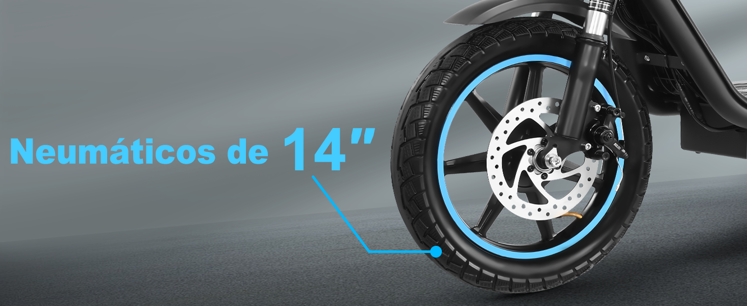 Neum&aacute;ticos de 14 Pulgadas Neum&aacute;ticos de gran tama&ntilde;o que garantizan la estabilidad del veh&iacute;culo