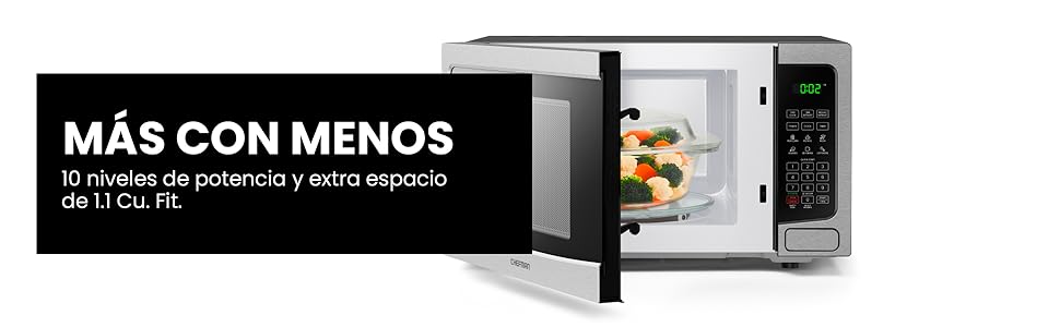 Horno de microondas Chefman, calienta comidas en segundos, descongela alimentos, cocina rapidamente