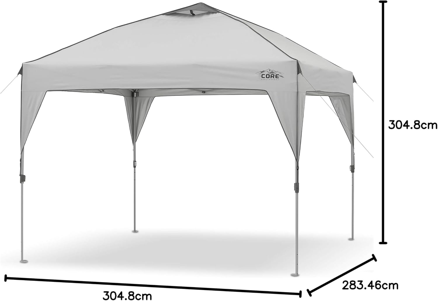 CORE Tienda de campaña con dosel emergente Instant Shelter de 10' x 10' con bolsa de transporte con ruedas