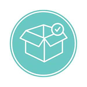 Icono de caja con marca de verificación productos innovados desarrollados en casa 