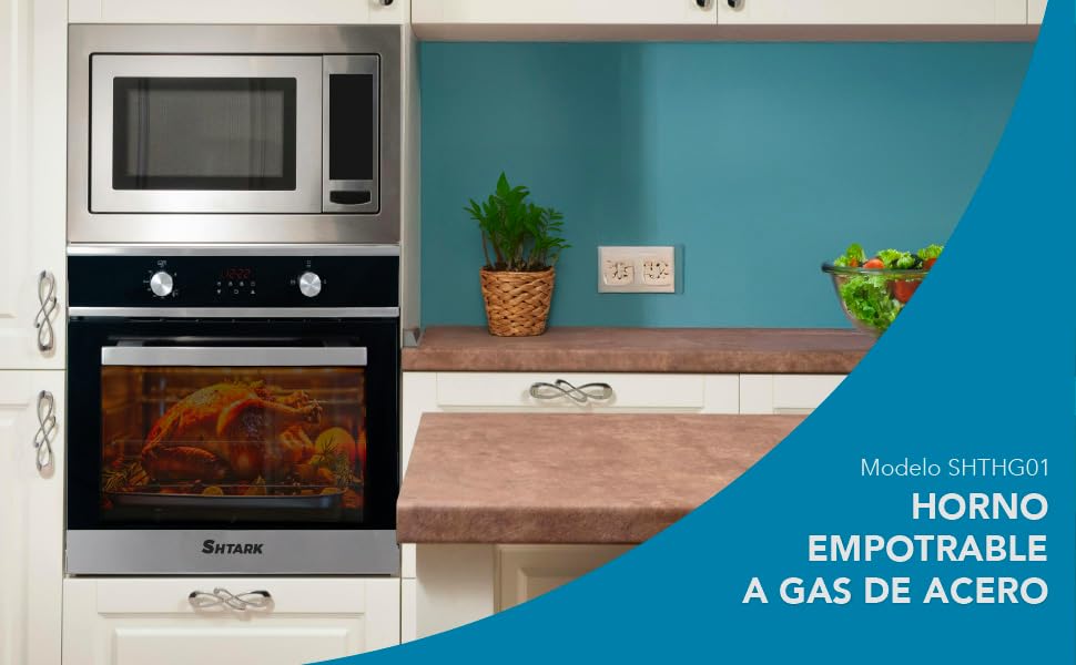 Horno De Gas Empotrable Acero Inoxidable Grill Eléctrico Temporizador | Perillas Para temperatura