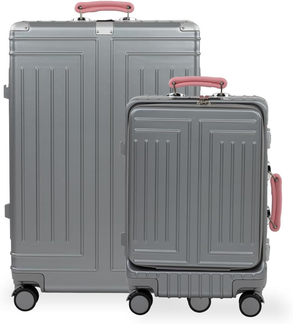 Set de 2 Maletas Premium 20 y 26 Pulgadas Equipaje de mano Con Candado TSA Compartimiento Para Laptop USB Ruedas Giratorias (Rojo)-#17011001901303020502#