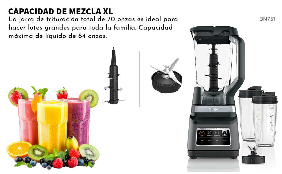 Bender BN751 Professional Plus DUO 1400 vatios 3 programas Auto-IQ para batidos, bebidas congeladas 