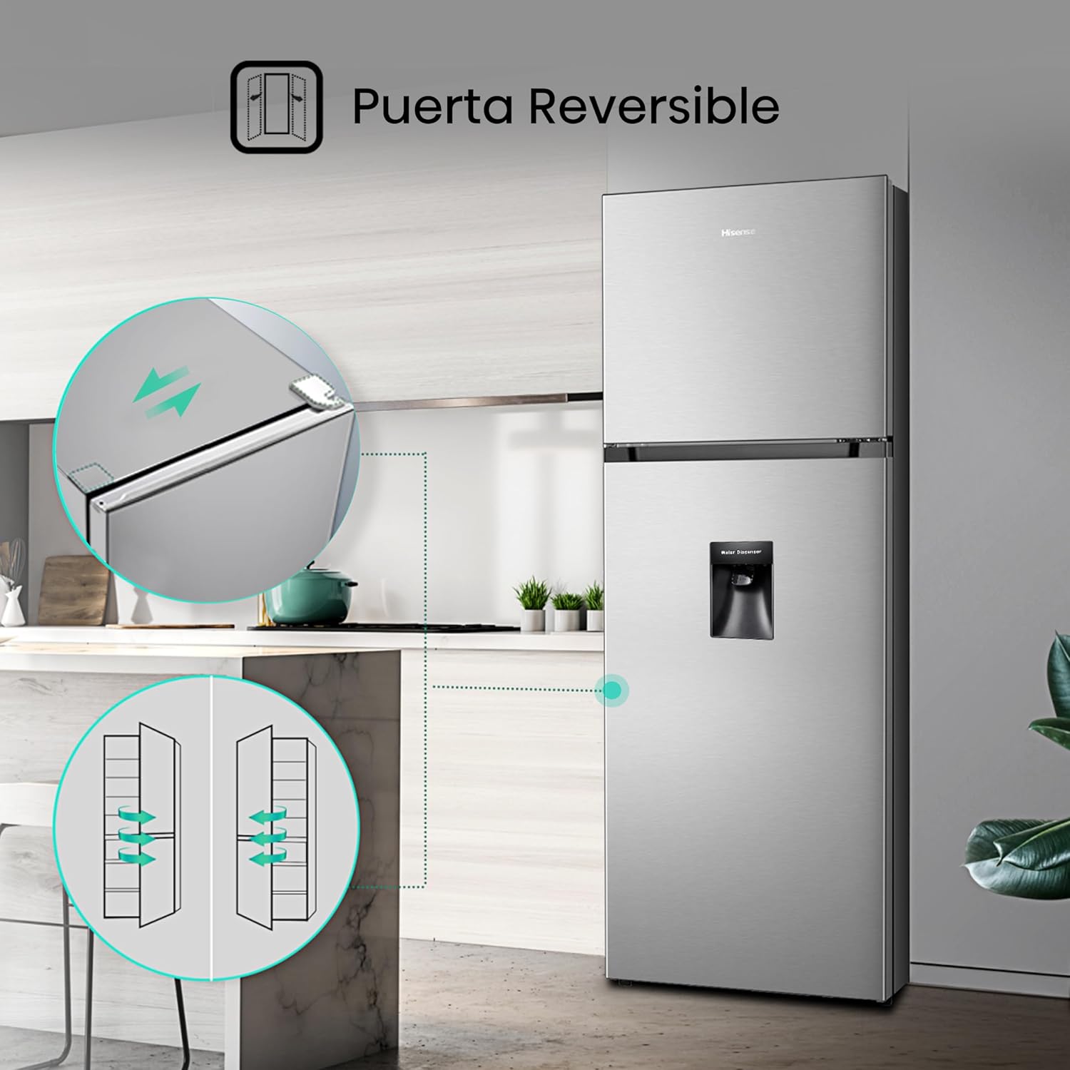 Refrigerador Top Mount Hisense 9 Pies Cúbicos Tecnología No Frost RT90N6WKX2