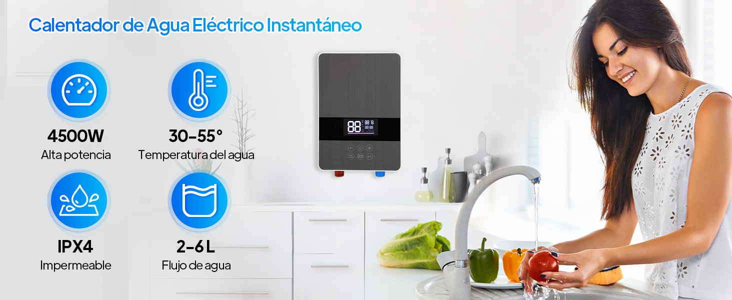 Calentador de Agua El&eacute;ctrico Instant&aacute;neo