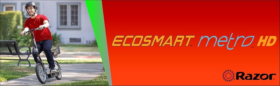 EcoSmart Metro HD Banner; Guy riding on pathway