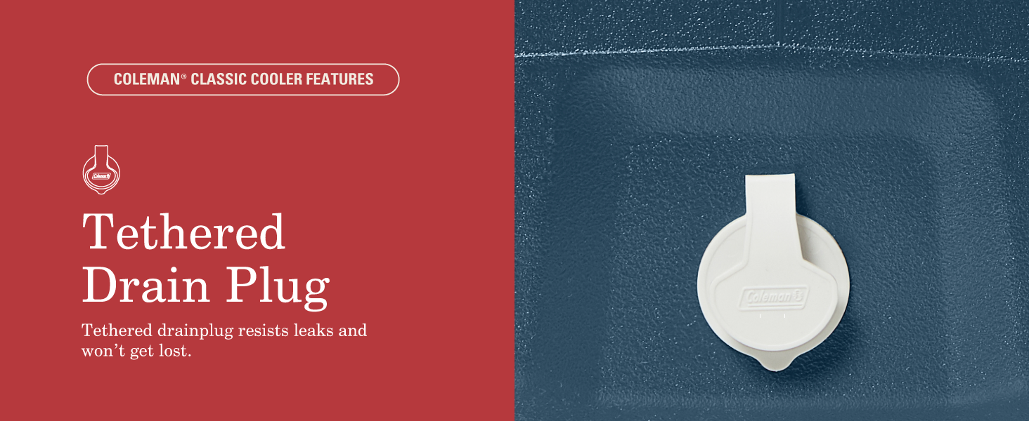 Coleman Classic Cooler cuenta con tap&oacute;n de drenaje atado blanco marino resiste fugas perdidas f&aacute;cil agradable mejor limpieza