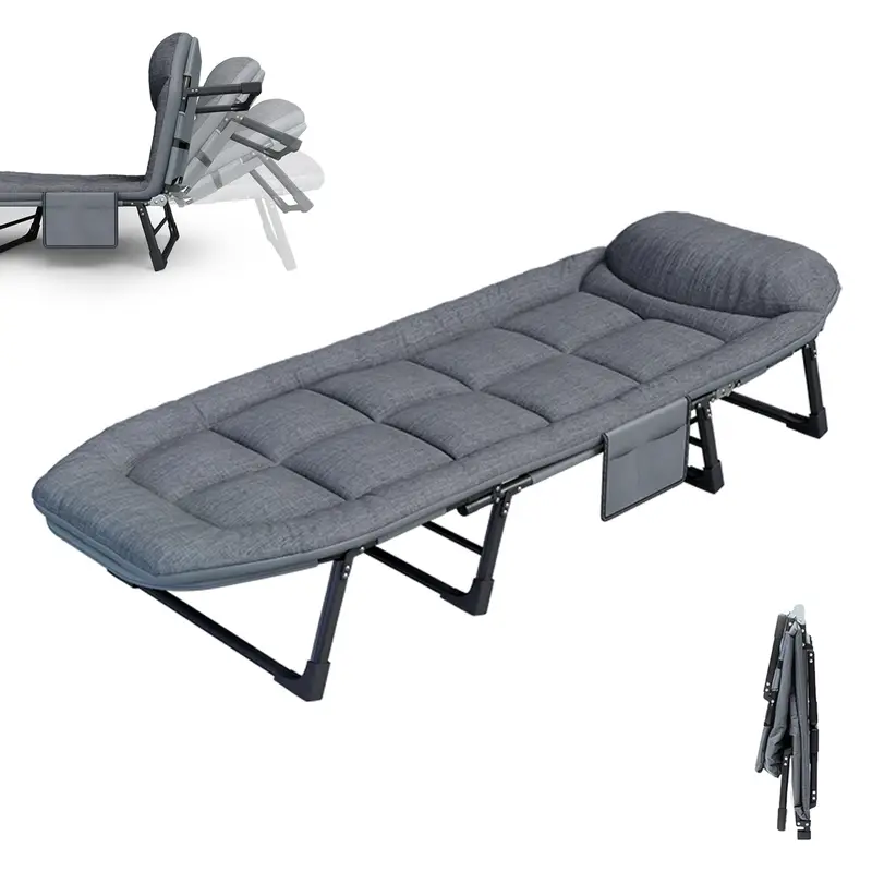 1 pza. Camas plegables para adultos, con 6 posiciones ajustables, soporta 550 libras, cama port&aacute;til y plegable con colch&oacute;n de 3 cm y almohada de 4, marco resistente para acampar, viajar, habitaci&oacute;n, oficina detalles 9