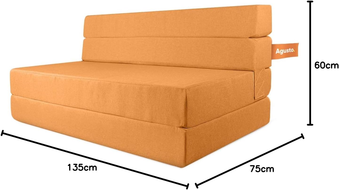 AGUSTO Sofá Cama Matrimonial Multifunción Colchon Plegable Futon Chaise Sillon Puff (Gris Oxford)