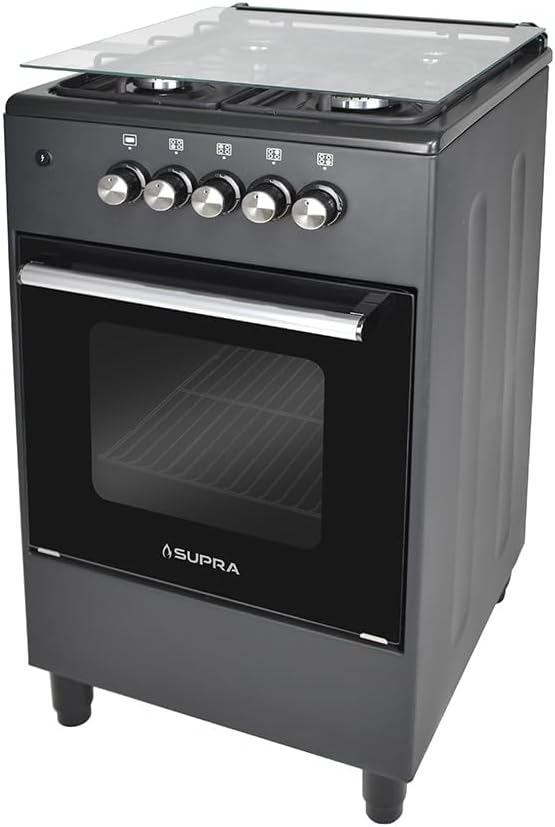 SUPRA Estufa de piso a gas de 4 quemadores de 50 cm Mod. AMBROSIA color negro mate