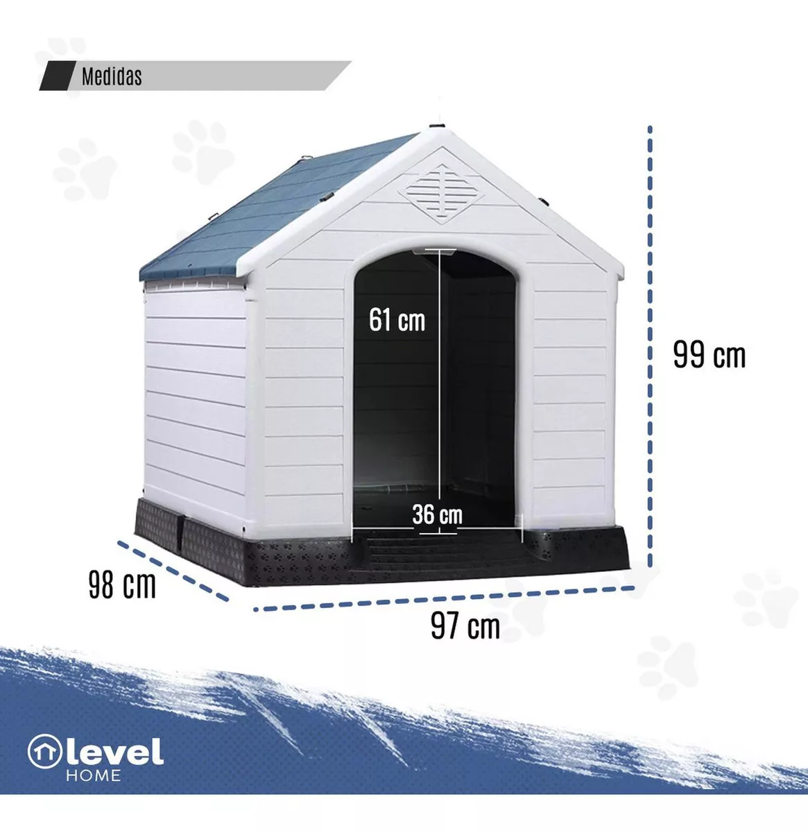 Casa De Plástico Exterior Térmica Raza Grande 97cm Color Azul