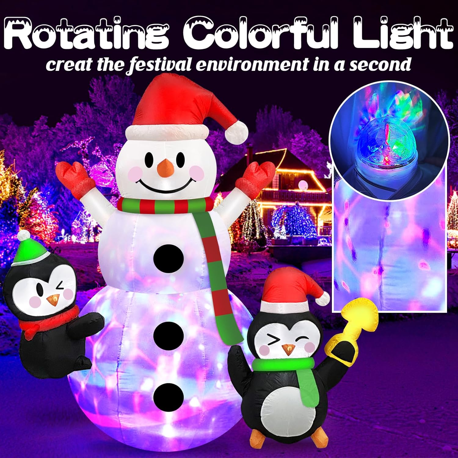 Danxilu 1.83M Arbol de Navidad Inflable con Papá Noel Perro Decoraciones al Aire Libre, Inflables Navidad Arbol Santa Claus para el Patio Inflables Navideños Decoración Iluminada con Leds