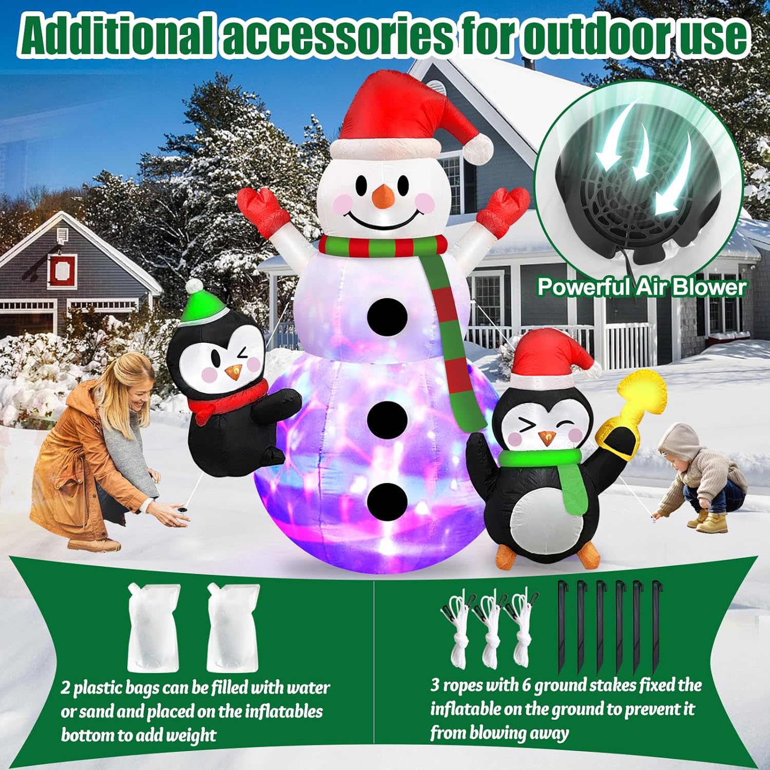 Danxilu 1.83M Arbol de Navidad Inflable con Papá Noel Perro Decoraciones al Aire Libre, Inflables Navidad Arbol Santa Claus para el Patio Inflables Navideños Decoración Iluminada con Leds