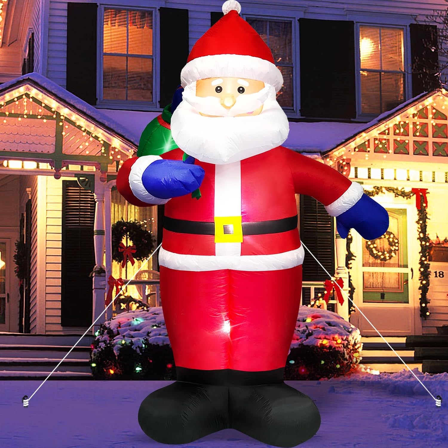 Danxilu 1.83M Arbol de Navidad Inflable con Papá Noel Perro Decoraciones al Aire Libre, Inflables Navidad Arbol Santa Claus para el Patio Inflables Navideños Decoración Iluminada con Leds