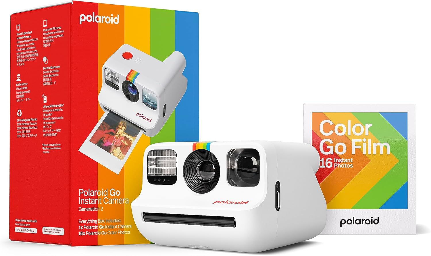 Polaroid Go Generation 2 - Mini cámara instantánea + Paquete de película (16 Fotos Incluidas) - Blanco (6282)