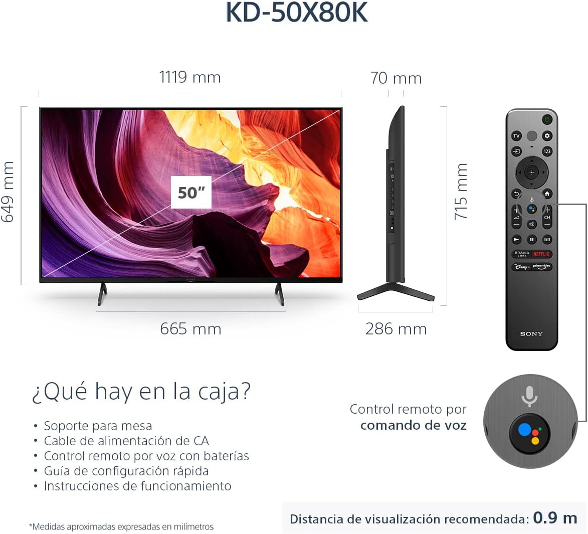 Sony Pantalla X80K 43 Pulgadas KD-43X80K 4K UHD LED Smart Google TV Modelo 2022