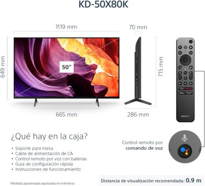Sony Pantalla X80K 43 Pulgadas KD-43X80K 4K UHD LED Smart Google TV Modelo 2022