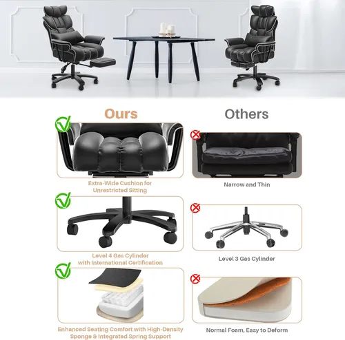 Silla De Oficina C/reposapiés, 400 Libras; Homezeer, Negro