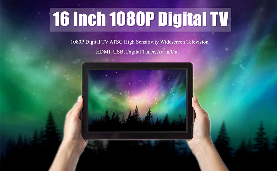 Televisor LED portátil de 16 pulgadas