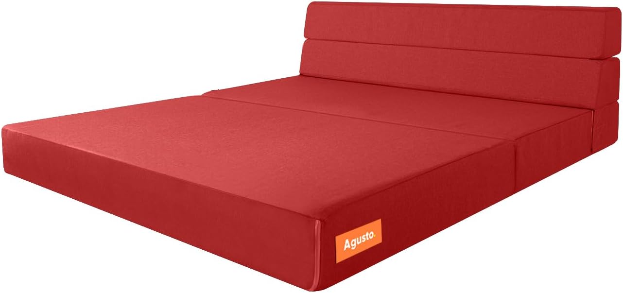 AGUSTO Sofá Cama Matrimonial Multifunción Colchon Plegable Futon Chaise Sillon Puff (Gris Oxford)
