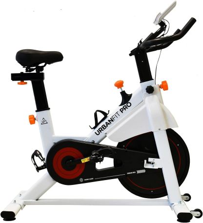 Bicicleta Fija para Spinning UrbanFit Pro Fitness Cardio de 15 Kg – Monitor Electrónico con 7 Funciones – Completamente Ajustable – Bici Fija para Spinning – Entrenamiento Cardio en Casa – Resistente y Fácil de Instalar – Variedad de Colores