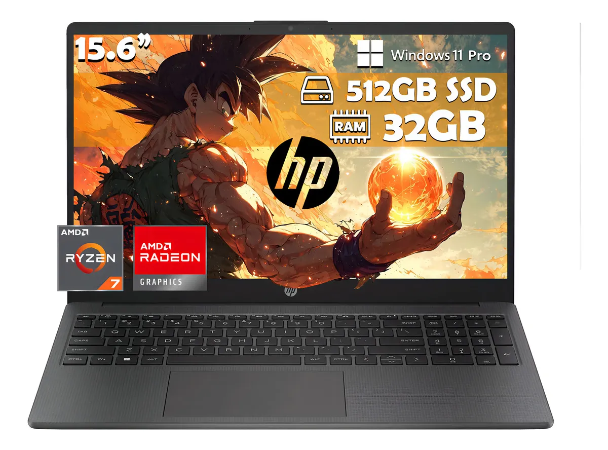 Laptop Hp 255 G10 Amd Ryzen 7 7730u 512 Gb Ssd 32 Gb 15,6 (1920×1080) Fhd W11 Pro Gráficos Amd Radeon