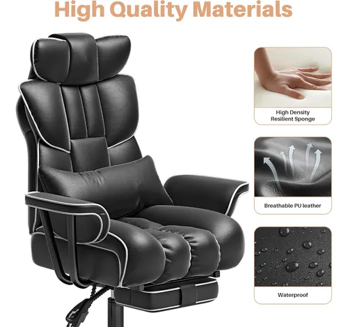 Silla De Oficina C/reposapiés, 400 Libras; Homezeer, Negro