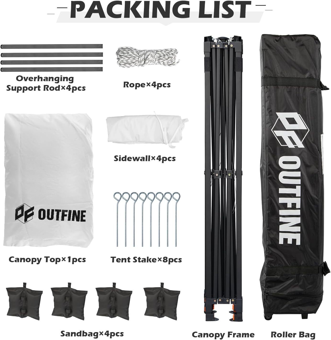 Toldo comercial resistente emergente de 12 x 12" en la parte superior y 10 x 10" en la base, marco de metal reforzado con cables de acero, bolsa con ruedas, paredes laterales x4, bolsas de arena x4, estacas para carpa x8