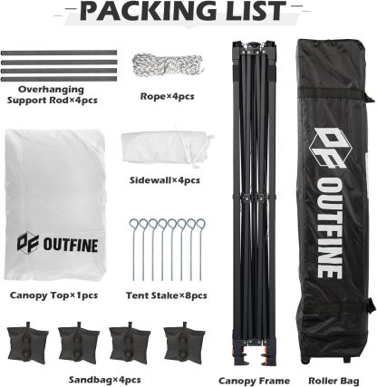 Toldo comercial resistente emergente de 12 x 12" en la parte superior y 10 x 10" en la base, marco de metal reforzado con cables de acero, bolsa con ruedas, paredes laterales x4, bolsas de arena x4, estacas para carpa x8