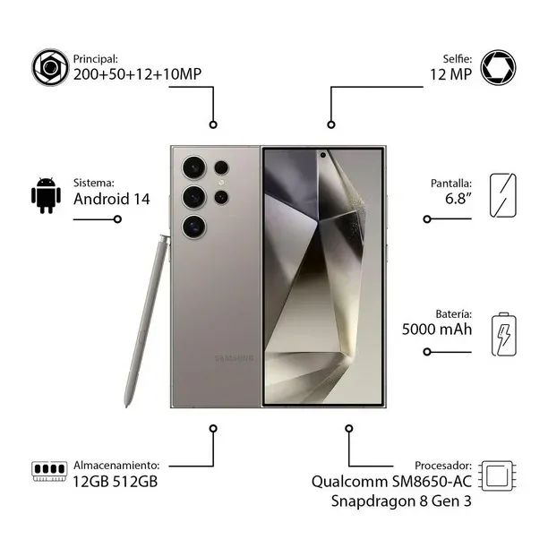 Smartphone Samsung Galaxy S24 Ultra 512 GB Gris