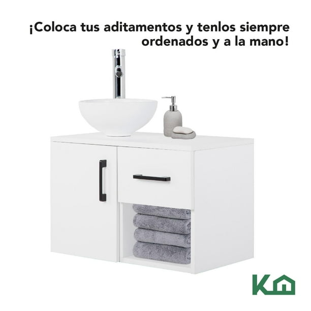 Mueble Kit Para Baño Gabinete Organizador Lavamano Monomando blanco