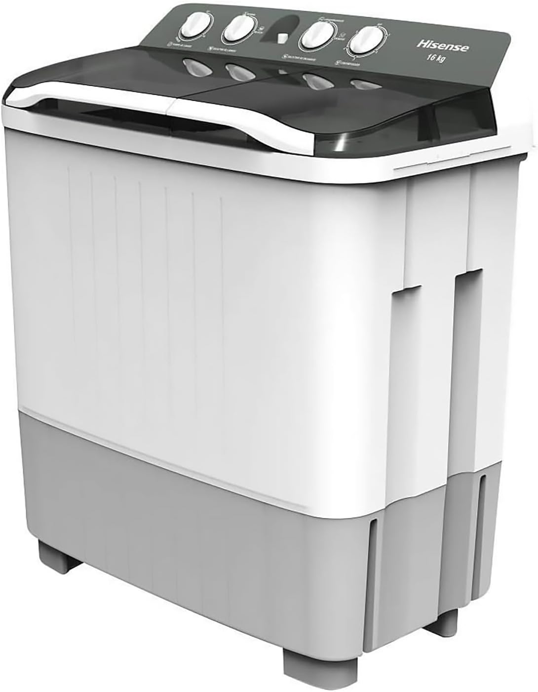 Lavadora Automatica Hisense doble tina 13 KG, carga superior, Blanca/Gris, modelo WSA1302P