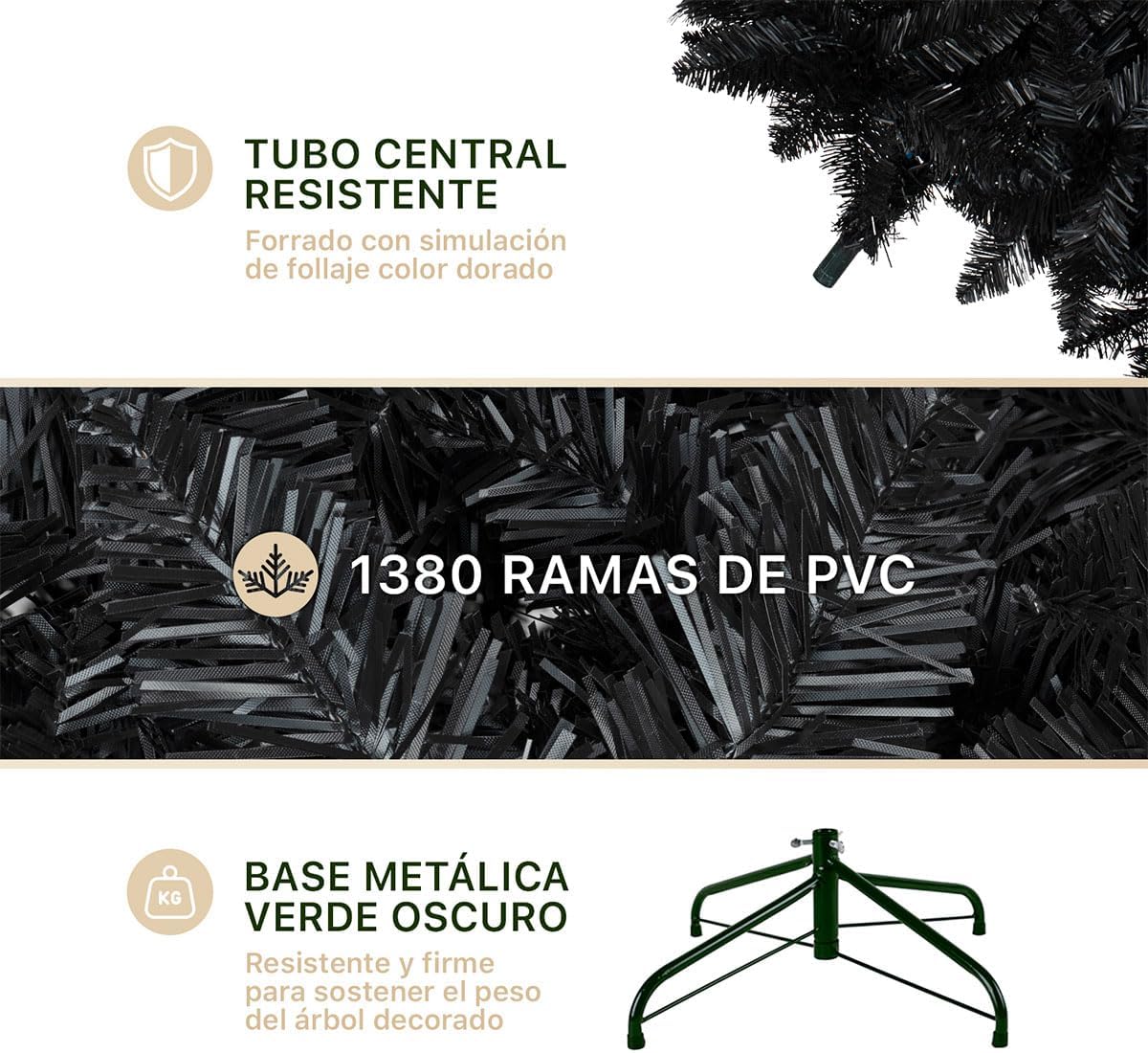 ESQUIMAL Árbol de Navidad Frondoso Pino Navideño Plegable, Cedro del Himalaya (Verde, 2.2 m)