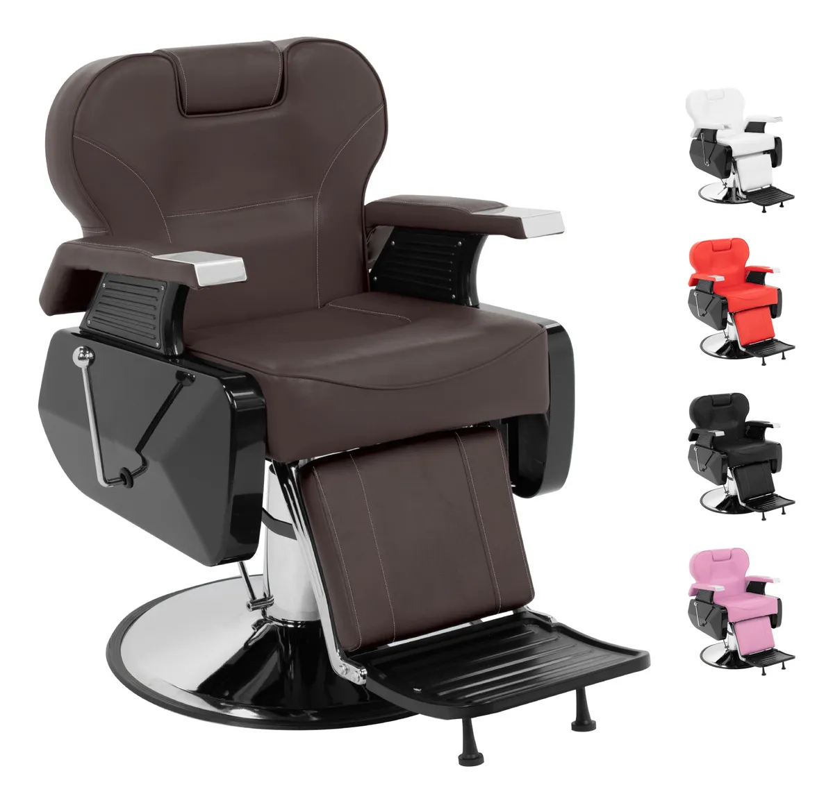 Sillon Barbero Estetica Barberia Peluqueria Salon De Belleza Onof Reclinable Ajustable Giratorio Chocolate